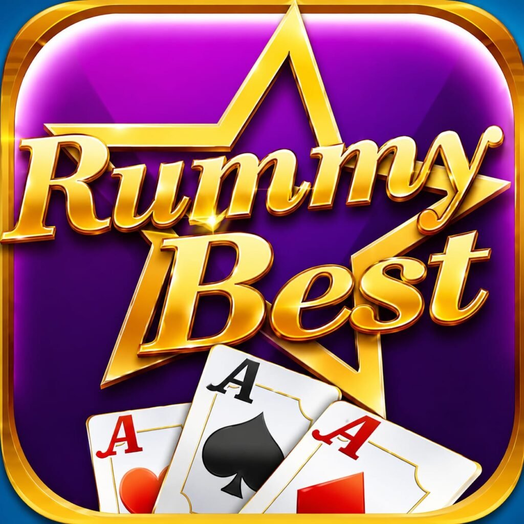 Rummy Best official logo with playing cards and golden design